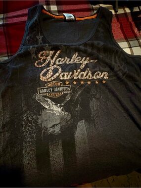 Harley-Davidson Black Tank Top with Orange Accents